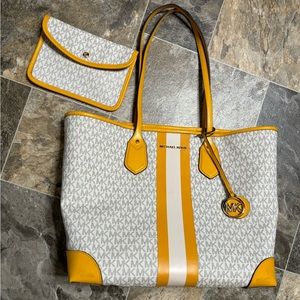 Michael Kors jet set travel logo yellow tote bag